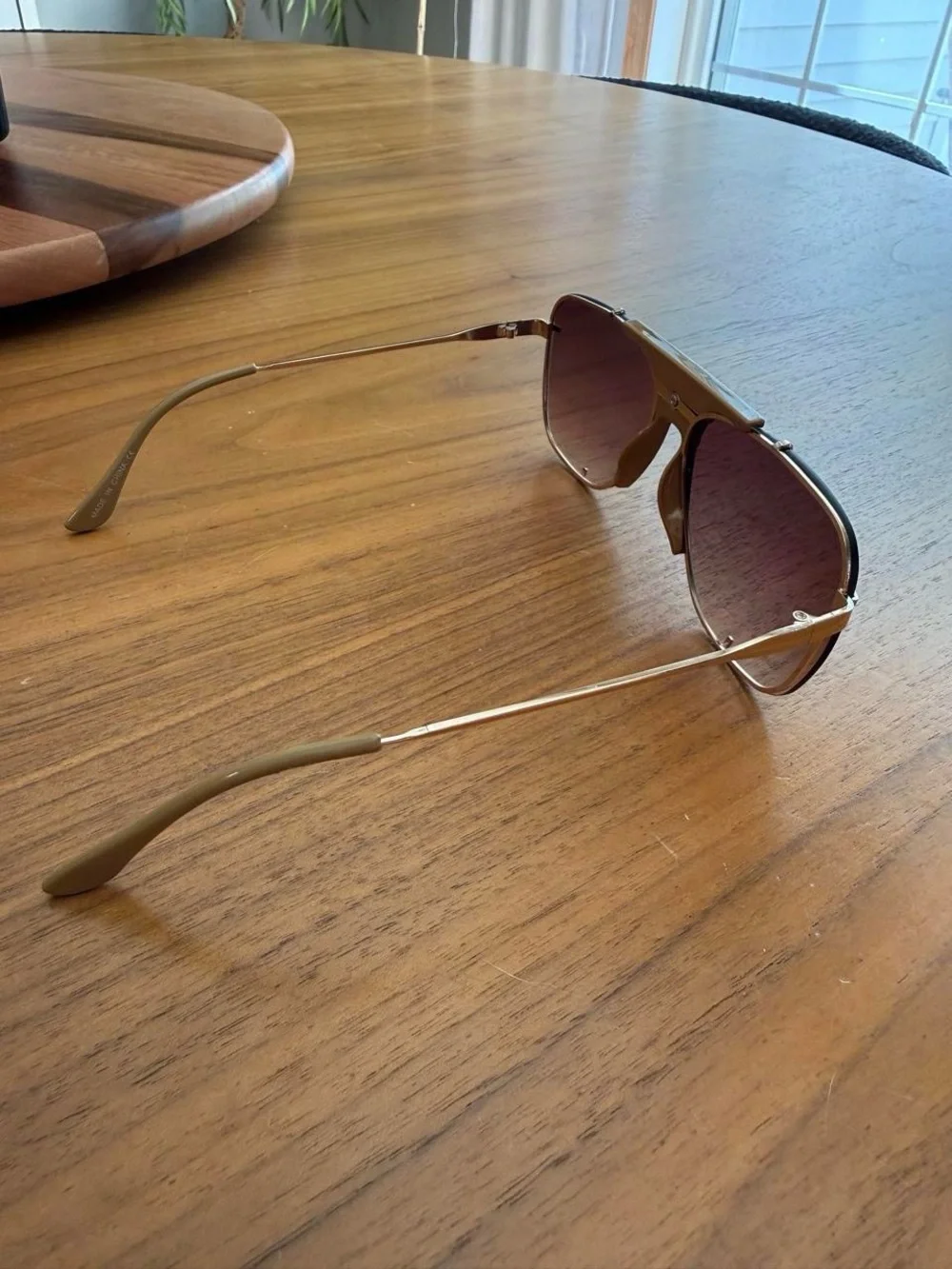 Free People Gold Frame Brown Gradient Aviator Sunglasses